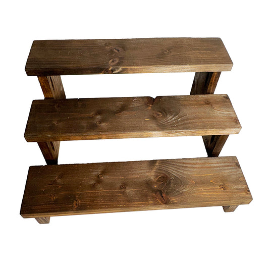 Rustic Dark Wood Three-tier Display Stand