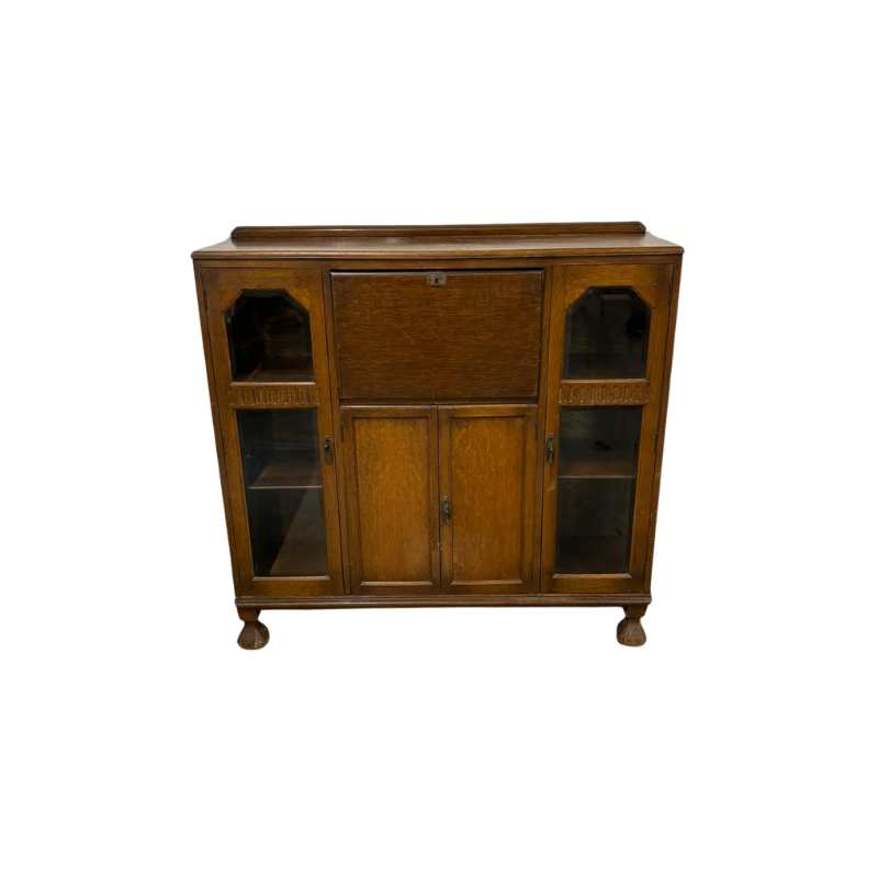 Early 20th Century Oak Art Nouveau Side by Side Bureau Cabinet