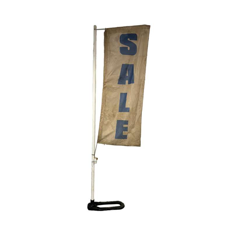Fabric Sale Sign Flag on Stand - Blue