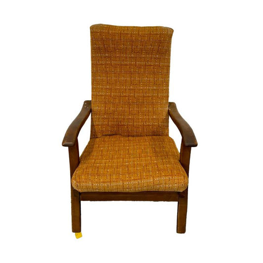 High Back Arm Chair with Orange Upholstery