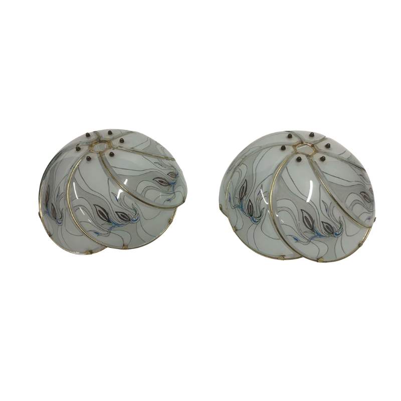 Tiffany Style Glass Ceiling Lamp Shade Pair