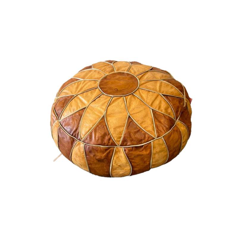Leather Pouf Moroccan Footstool