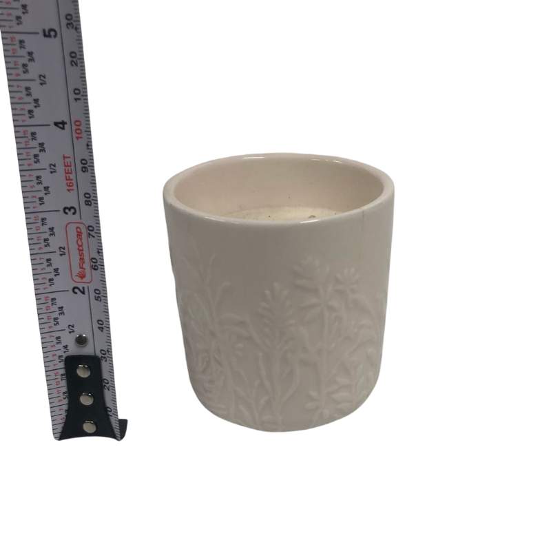 Cream Ceramic Candle Holder with Candle