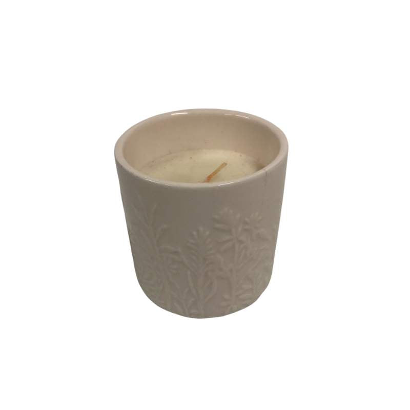 Cream Ceramic Candle Holder with Candle