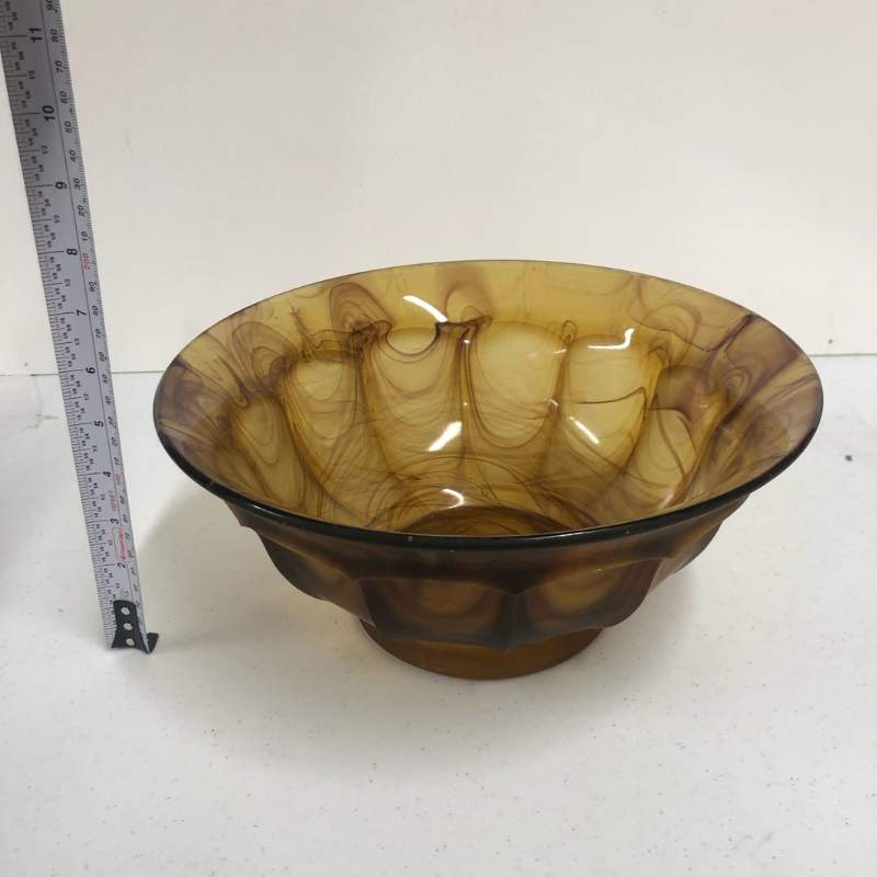 Art Deco Amber Cloud Glass Bowl