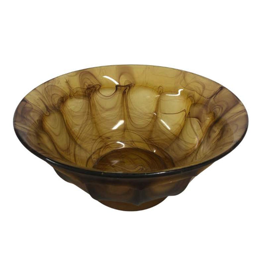 Art Deco Amber Cloud Glass Bowl