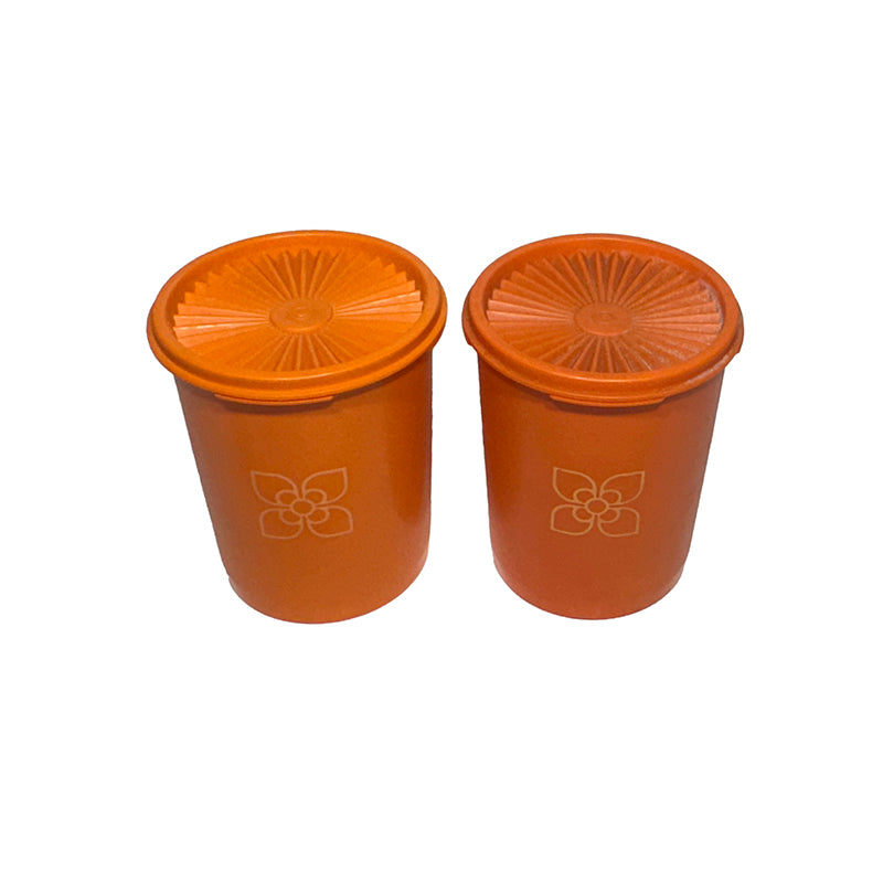 Tupperware Servalier Canister Orange with Sunburst Lid