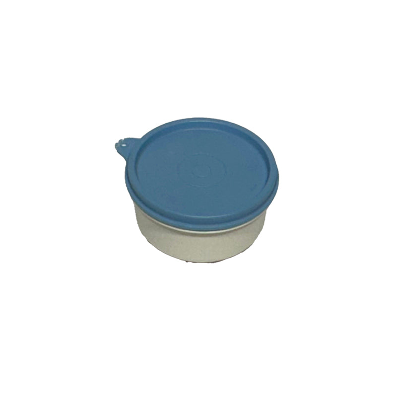 Cream Tupperware Round Storage Bowl with Blue Lid