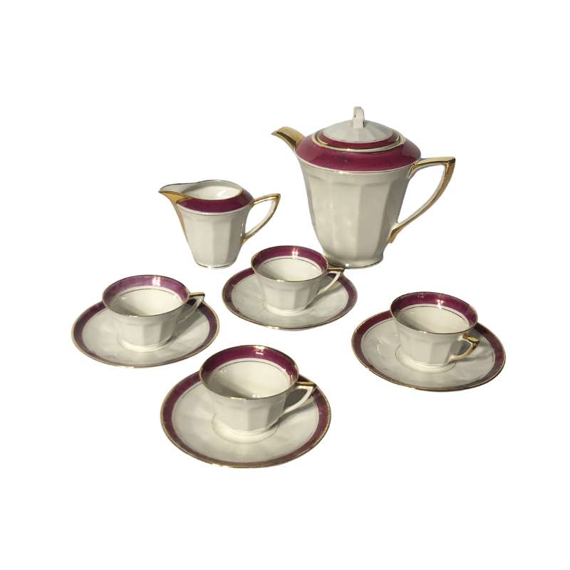 Magenta and Gold Tea Set