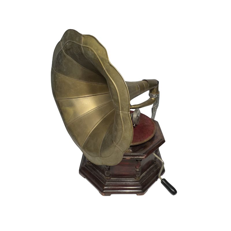 His Master's Voice Wind-Up Horn Gramophone