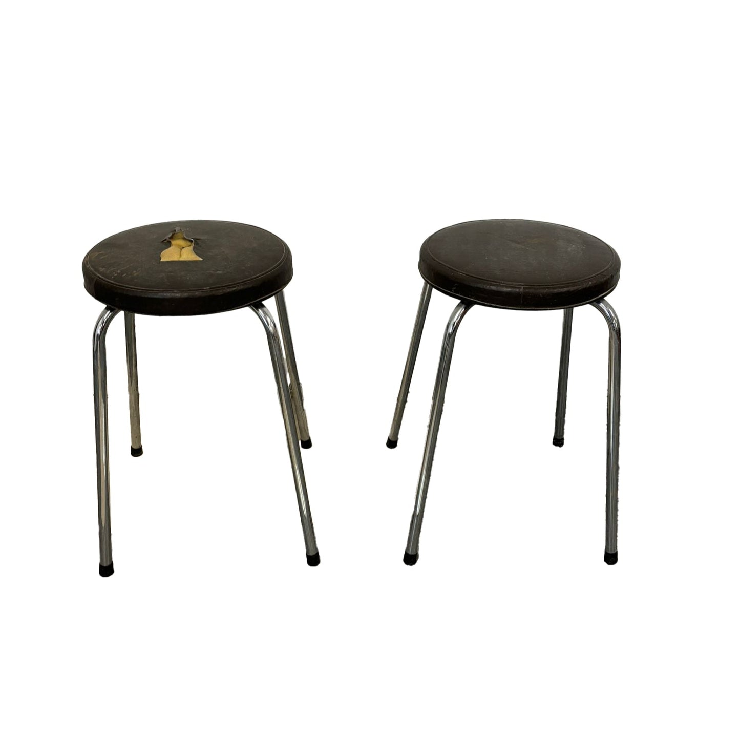 Black Top Stool with Chrome Legs
