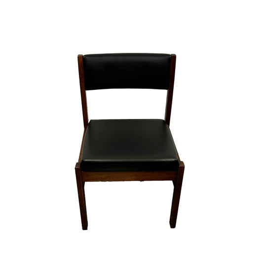 Black Vinyl and Teak Office Chair